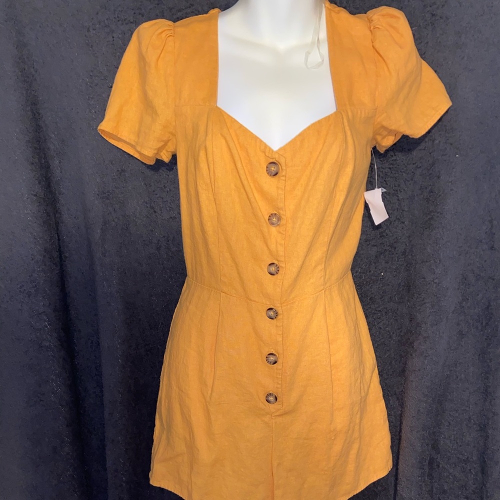 Yellow button romper